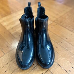 Black Rainboots with Faux Fur Lining